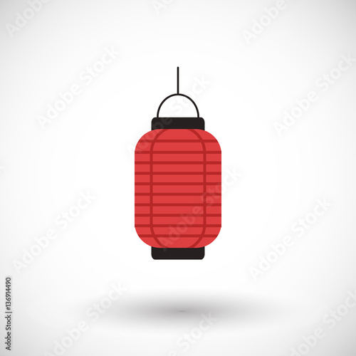 Red Chinese lantern flat vector icon