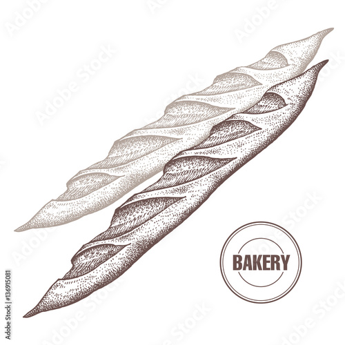 French baguette vintage graphics.