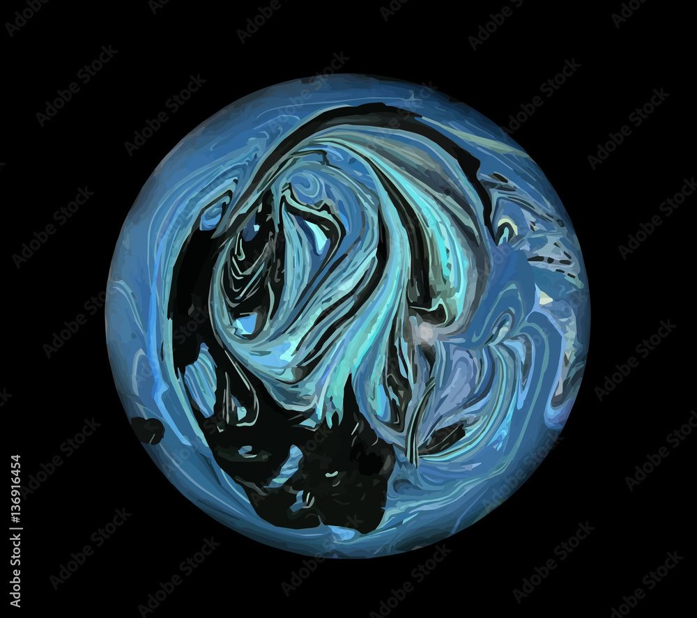 One blue planet in deep space. Black space. One blue planet in deep space. Black space.
