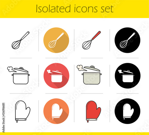 Kitchenware icons set