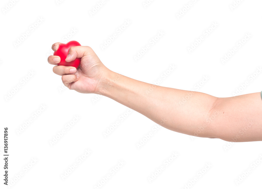 sadness valentine day concept, man Squeeze a red heart sadness valentine day concept, man Squeeze a red heart
