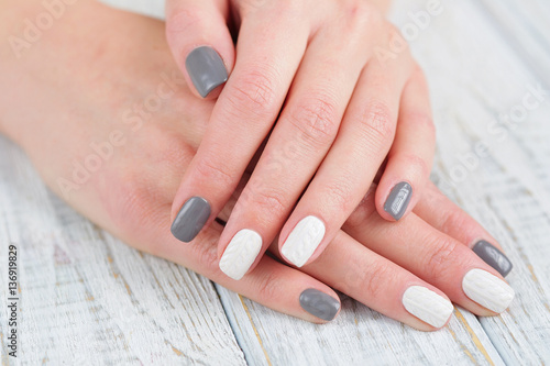Woman hands with trendy manicure