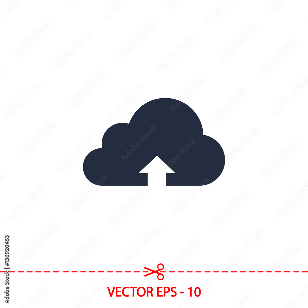 This image represents a cloud upload illustration icon, vector illustration. Flat design style This image represents a cloud upload illustration icon, vector illustration. Flat design style