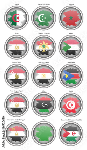 Set of icons. Flags of the North Africa. © Trots
