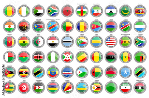Set of icons. Flags of the African countries.