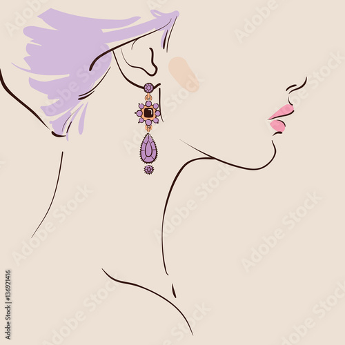 Beautiful woman wearing earrings