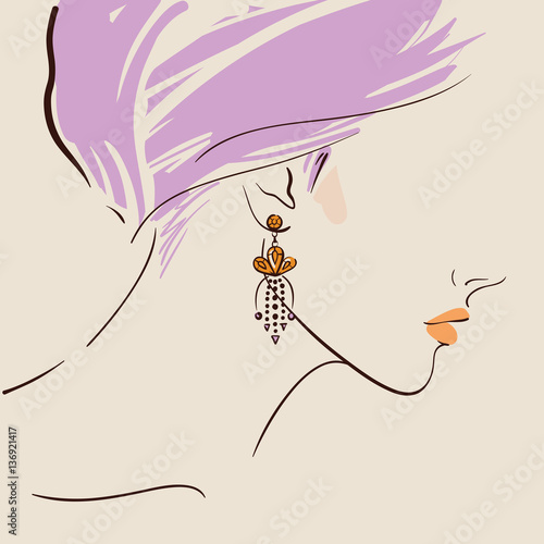 Beautiful woman wearing earrings