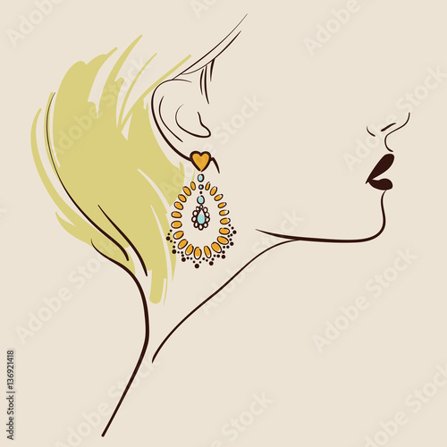 Beautiful woman wearing earrings