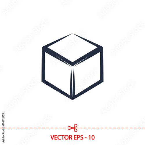 3d cube logo design icon, vector illustration. Flat design style