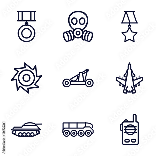 Set of 9 War outline icons © HN Works