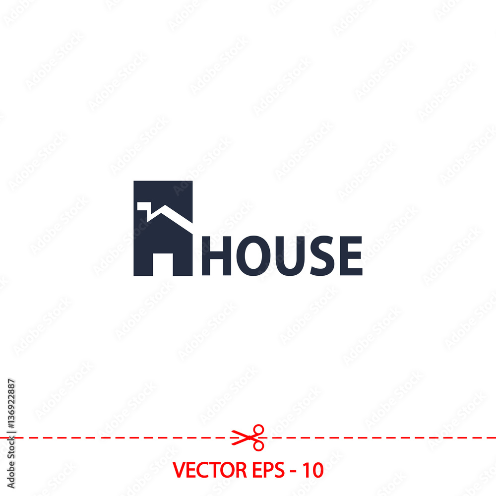 House icon. Sample text, vector illustration. Flat design style House icon. Sample text, vector illustration. Flat design style