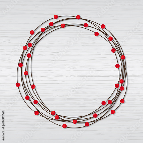 vector spring wreath with red rowan berries