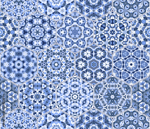 Vector set of hexagonal patterns.