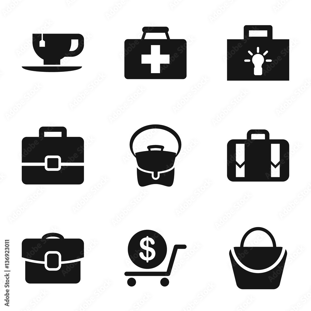 Set of 9 bag filled icons Set of 9 bag filled icons