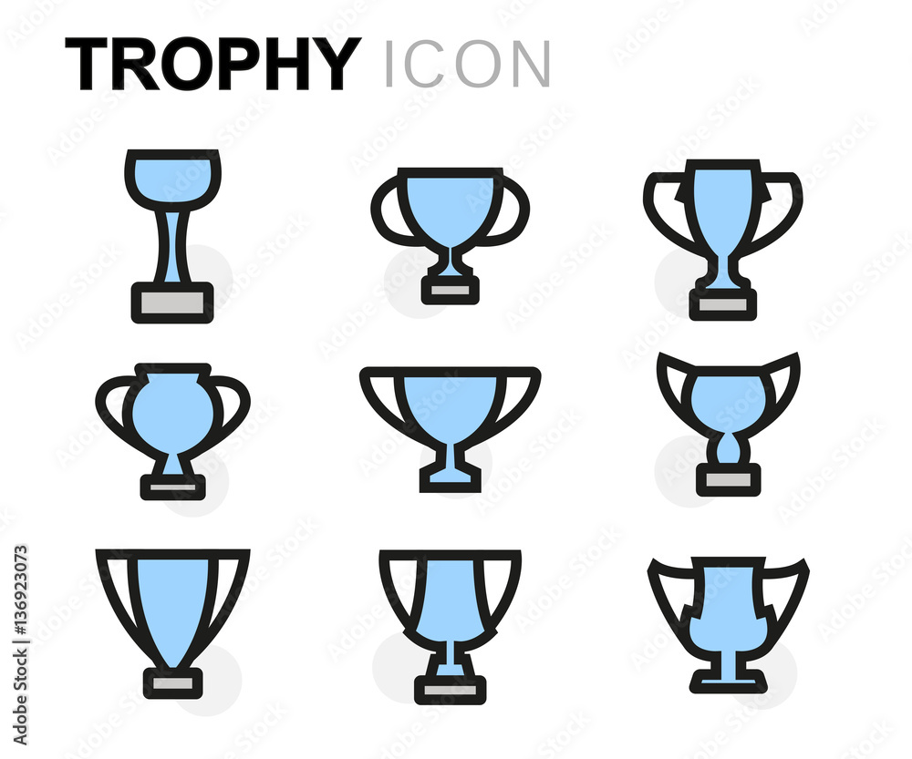 Vector flat trophy icons set Vector flat trophy icons set