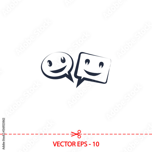 smile talking bubble icon, vector illustration. Flat design style