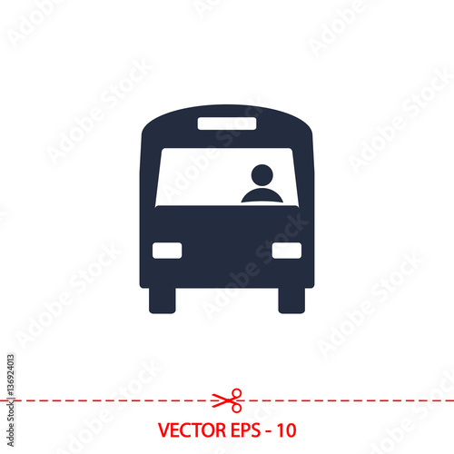 Bus icon, vector illustration. Flat design style