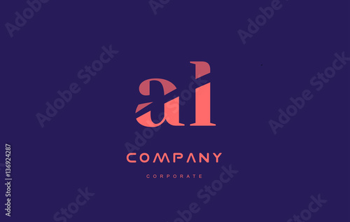 l a al company small letter logo icon design