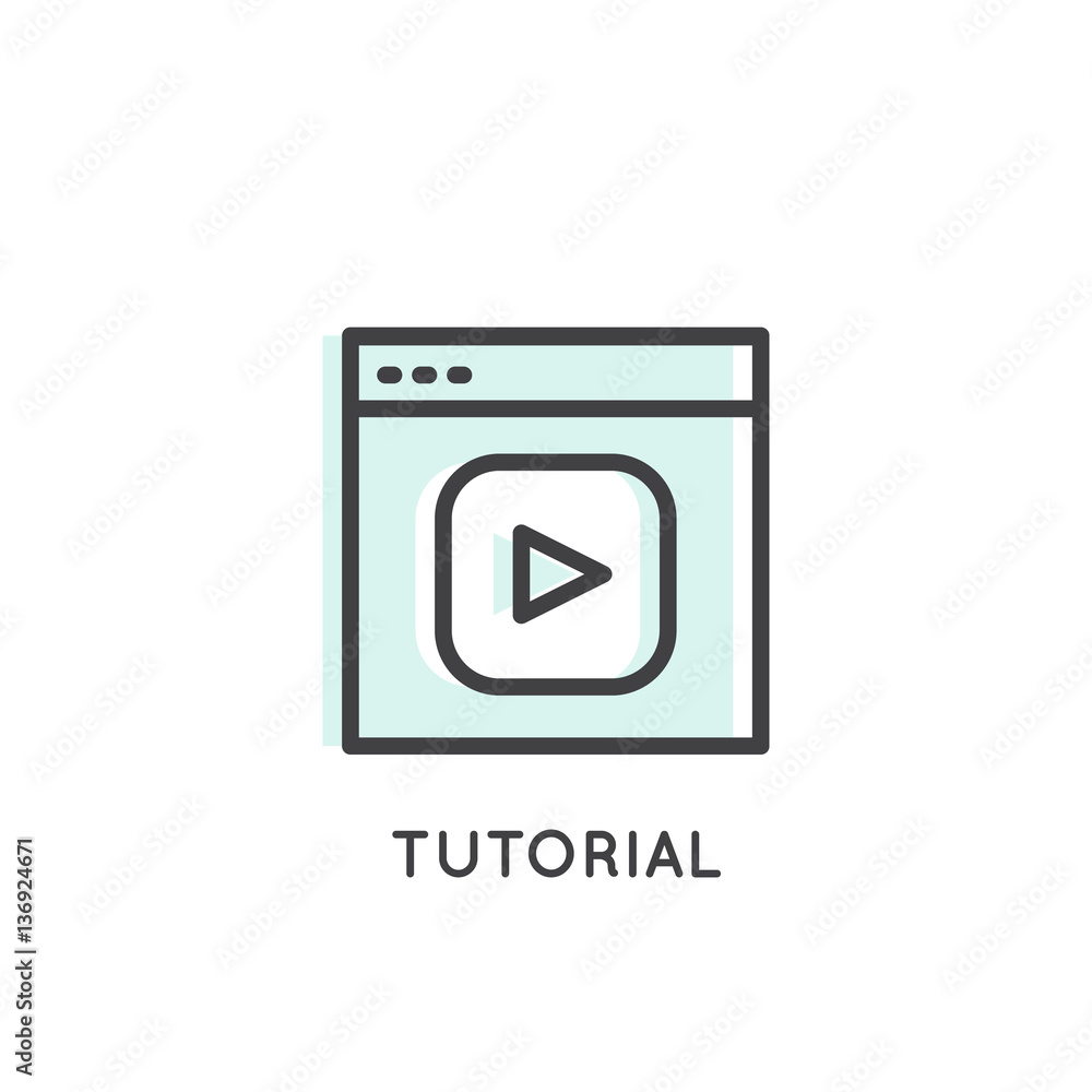 Vector Icon Style Logo of Tutorial, Webinar, Video Cast, Streaming, Online Presentation, Video App or Vlog, Isolated Linear Design Vector Icon Style Logo of Tutorial, Webinar, Video Cast, Streaming, Online Presentation, Video App or Vlog, Isolated Linear Design