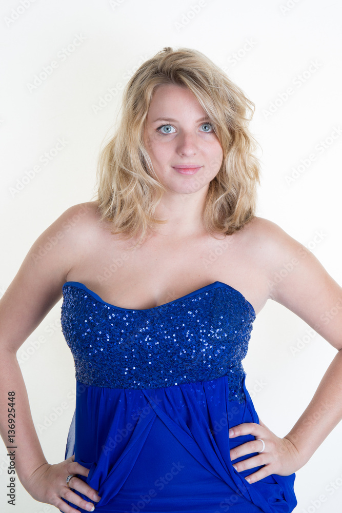 pretty blonde woman with blue eyes with a dress pretty blonde woman with blue eyes with a dress