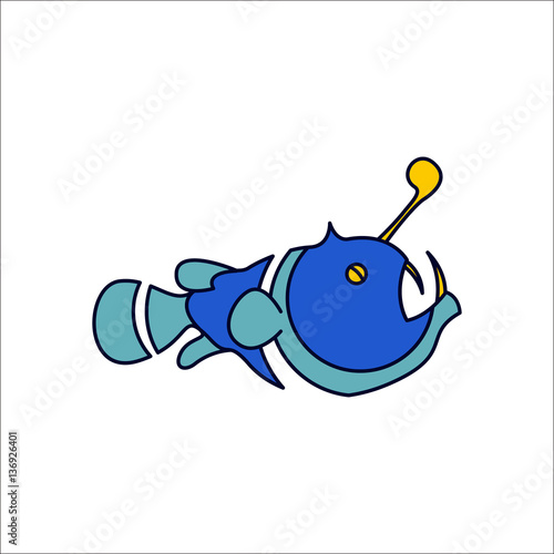 Lantern fish simple flat icon on background