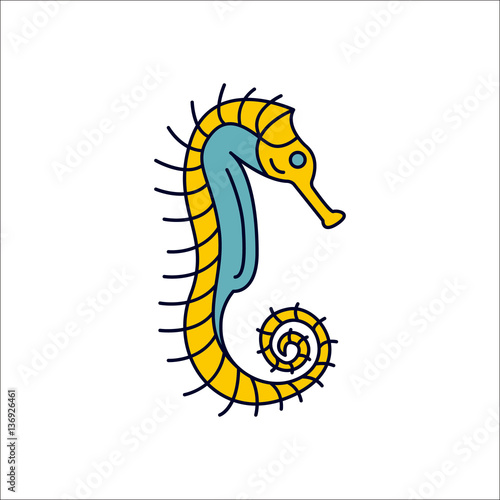 Seahorse simple flat icon on background © euroneuro