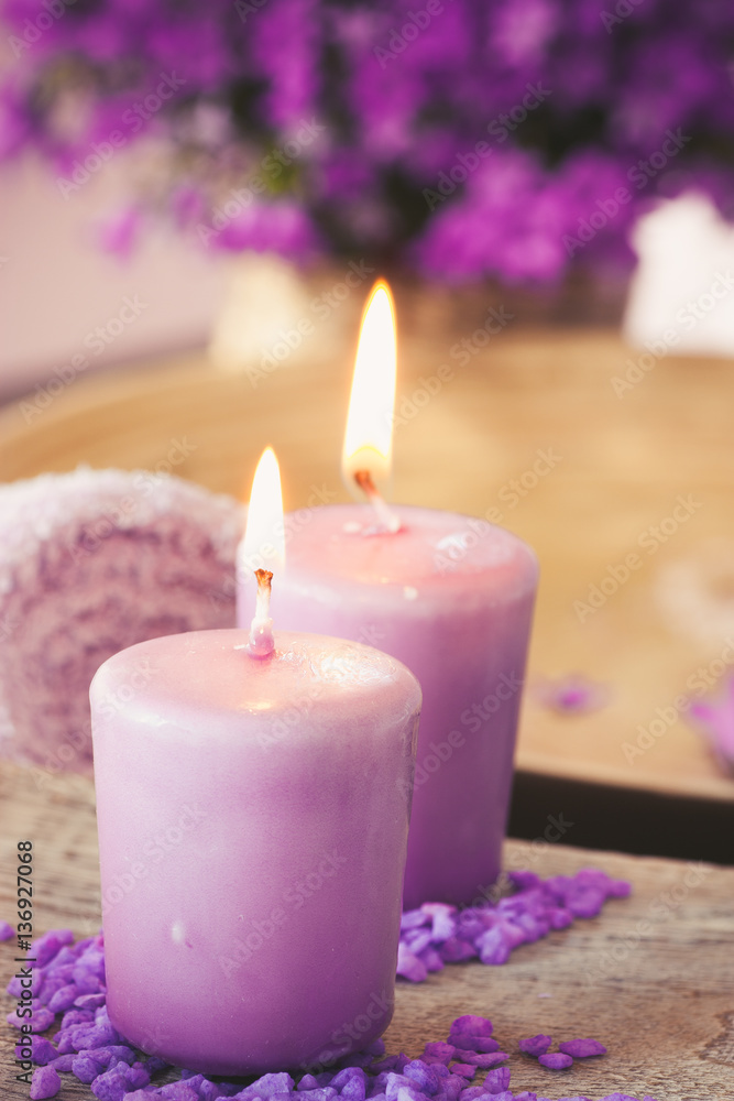 Purple spa setting Purple spa setting