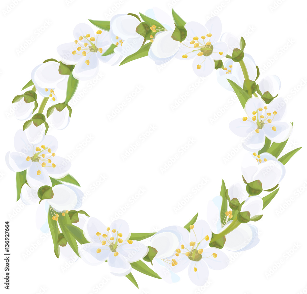 Vector floral circle frame. Vector floral circle frame.