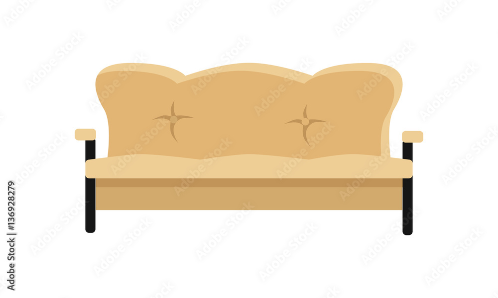 Leather Sofa Vector Illustration in Flat Design Leather Sofa Vector Illustration in Flat Design