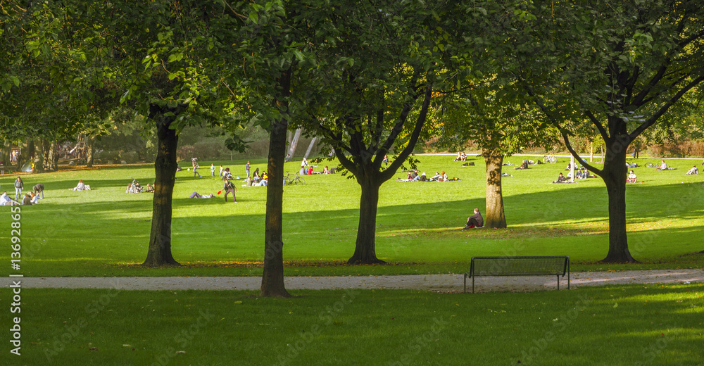 Germany, Cologne. Weekend. Stay on the grass