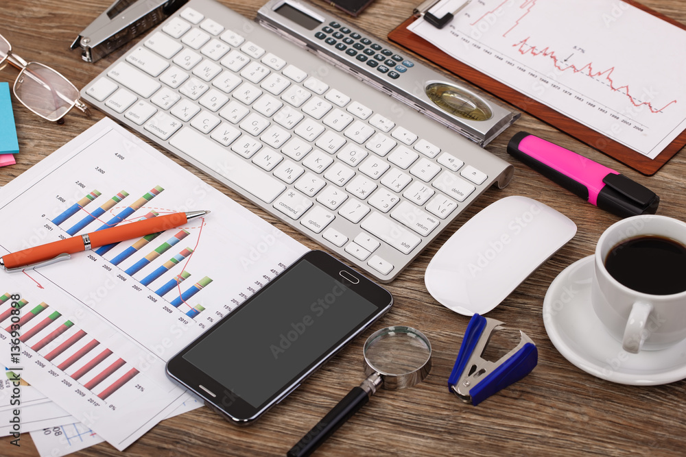 Business Objects in the office on the table Business Objects in the office on the table