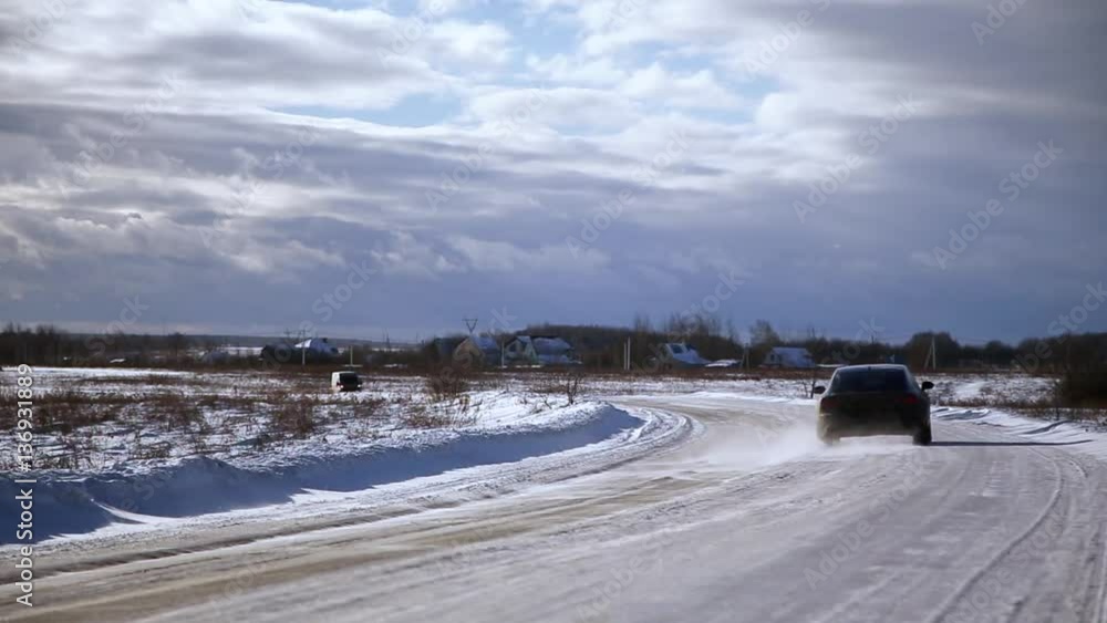 Winter road in the countryside Winter road in the countryside