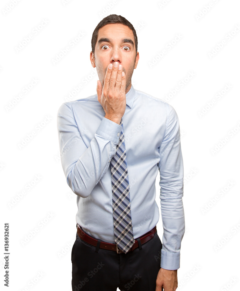 Scared young businessman Scared young businessman
