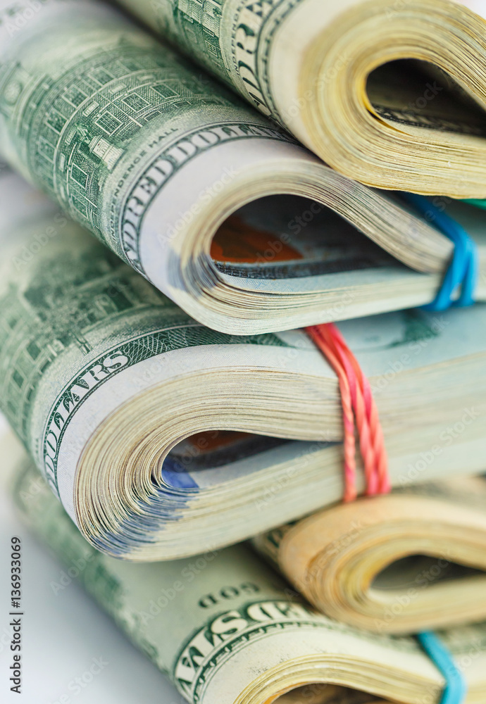 Success and got profit with pile of American dollars Success and got profit with pile of American dollars