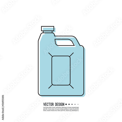 Canister under the petrol, gasoline and engine oil. Modern thin line icon. outline symbol. Vector. Can for combustible materials. linear style