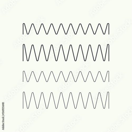 Set coil spring vector icon. Induction spiral electrical symbol. 