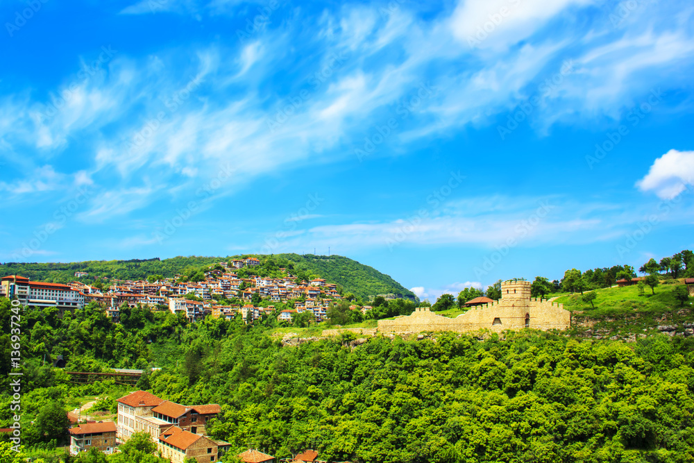 A beautiful view of the fortress of Veliko Tarnovo, Bulgaria on a sunny summer day