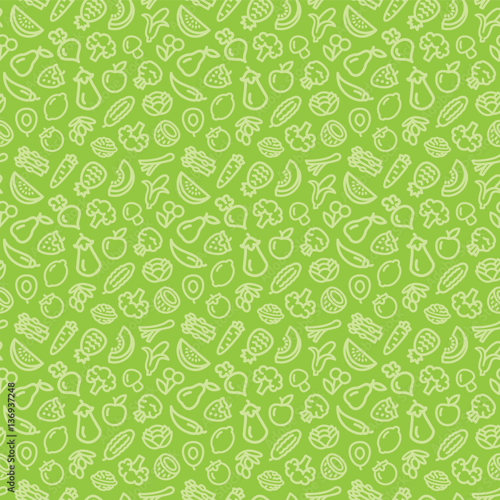 Vegetables and fruits seamless pattern background