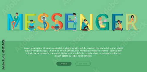 Messenger Word with People Writing Messages.