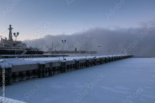 Trade port in Murmansk, Kola Peninsula, Russia © evdokimari