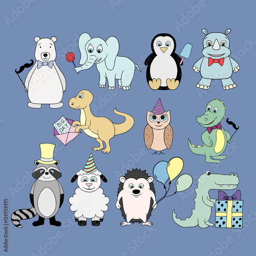 Vector set with baby animals . Cartoon illustrations  photo