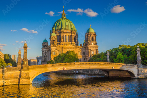 Berlin Cathedral with Spree river at sunset  Berlin Mitte  Germany