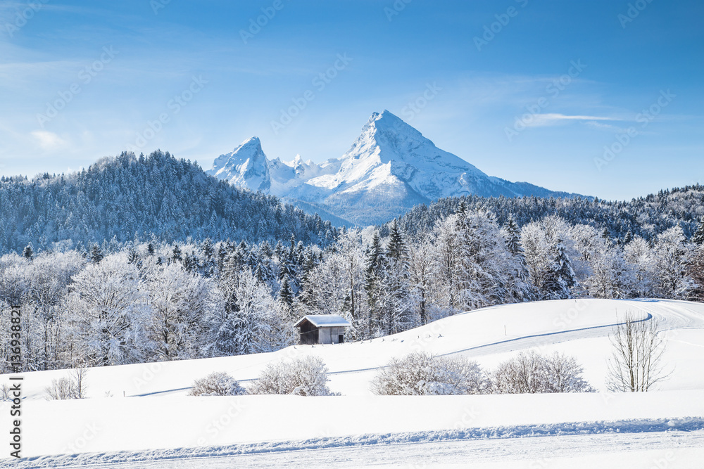 Winter wonderland in the Alps in winter