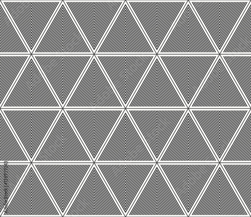 seamless monochrome pattern of striped triangles.