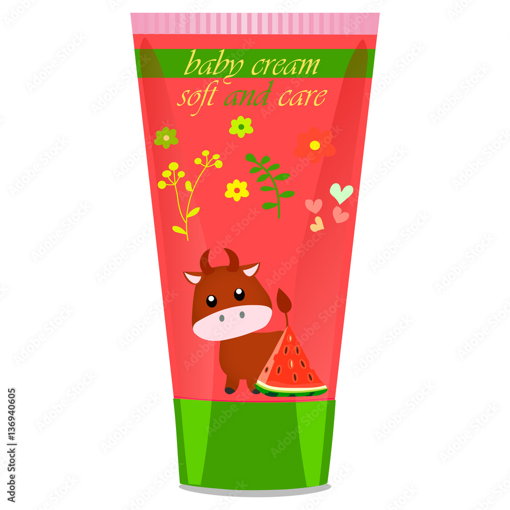Fototapeta premium Baby cream tube with kids design