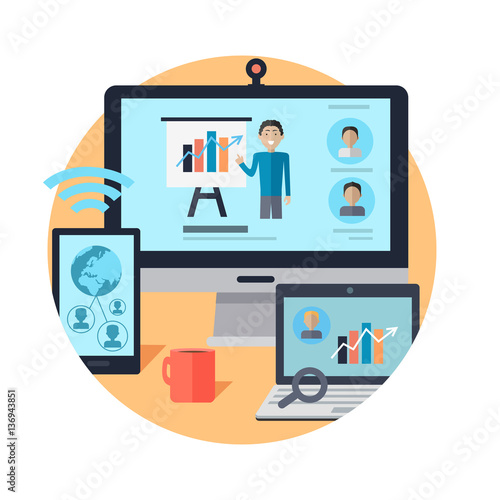 Online Seminar. Distance Work. Webinar. Vector