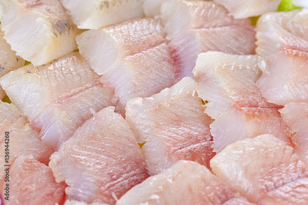 Fillet of a lightly salted grayling closeup