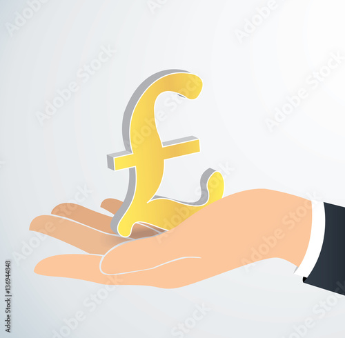 hand holding British Pound icon vector   