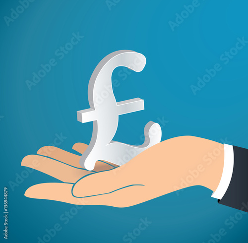 hand holding British Pound icon vector   