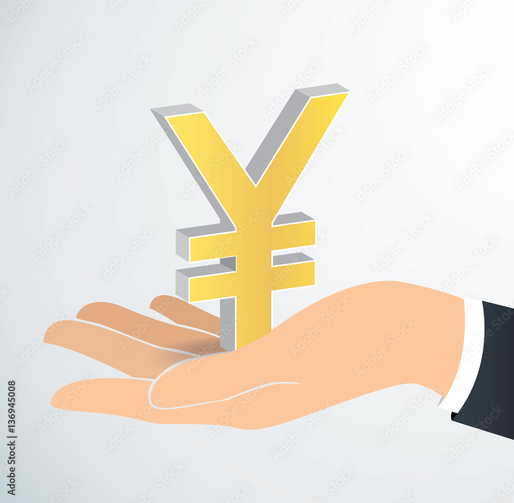 Fototapeta premium hand holding Japanese Yen icon vector 